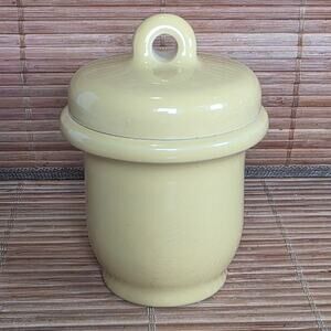 Vintage Yellow Porcelain Egg Coddler Covered Egg Cup Pastel